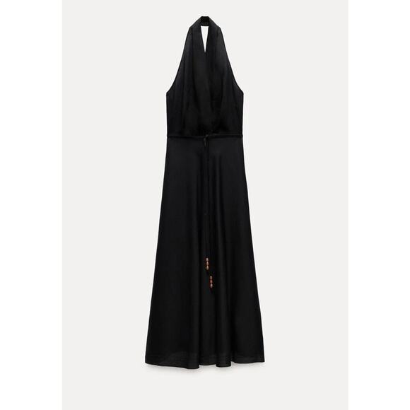 new with tag Zara Women's Maxi black Dress Size L/size chart attached- Zara - Picture 2 of 7
